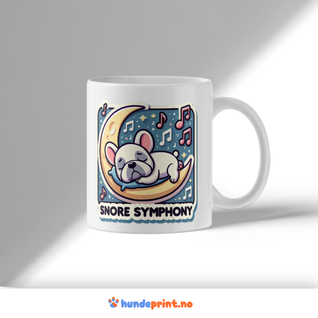 Kaffekrus med premium grafikk – fransk bulldog – Snore symphony