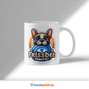 Kaffekrus med premium grafikk – fransk bulldog – Frissbee fanatic!